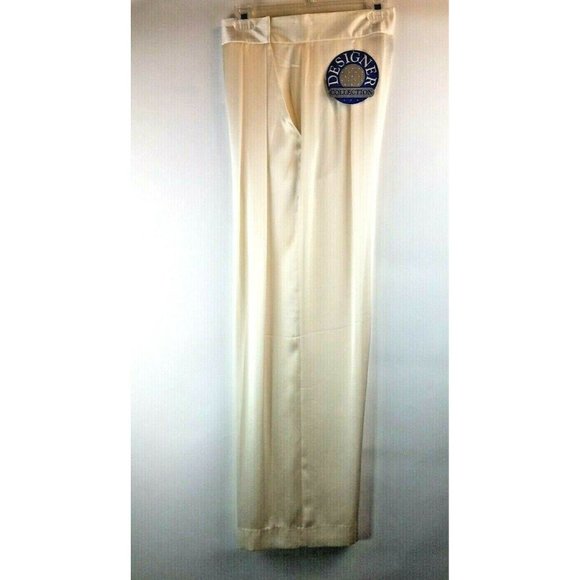 IB Diffusion VTG Ivory Satin Pleated Pants 10 - Picture 7 of 9